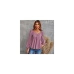 Chemisier  pois en mousseline lanterne jacquard  manches longues pour femmes, violet / m