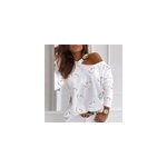 Chemisier sexy pour femmes  manches longues et  c ur d'amour, avec paules creuses, blanc / m