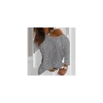 Chemisier sexy pour femmes  manches longues et  c ur d'amour, avec paules creuses, gris / m