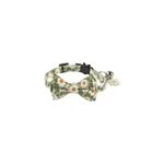 Colliers de chat mignons collier à fleurs et n ud papillon amovible avec clochette, vert Colliers de chat mignons collier à fleurs et n ud papillon amovible avec clochette, vert