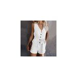 Combinaisons courtes d't sans manches  col en v pour femmes, blanc / m