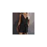 Combinaisons courtes d't sans manches  col en v pour femmes, noir / m