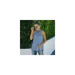 Dbardeurs d't sans manches en mousseline de soie avec dos nu pour femmes, bleu / m