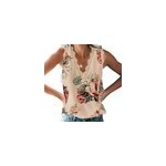 Dbardeur sans manches en dentelle  imprim floral, col en v pour femmes, type 6 / m