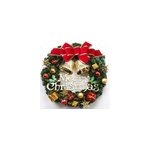 Magnifique dcoration de porte d'entre de nol couronne suspendue ornements en rotin, or avec cloche ...