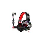 Ecouteurs anti - bruit avec microphone st�r�o pour jeux �couteurs mont�s sur la t�te, noir rouge