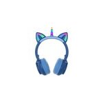 Ecouteurs sans fil led pour enfants, filles, licornes et chats, bleu