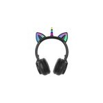 Ecouteurs sans fil led pour enfants, filles, licornes et chats, noir