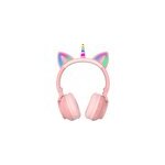 Ecouteurs sans fil led pour enfants, filles, licornes et chats, rose