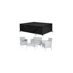 Ensemble de meubles de jardin en rotin 4 places, table et chaises de patio, gris / avec couverture