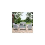 Ensemble de meubles de jardin en rotin 4 places, table et chaises de patio, gris / sans couverture