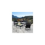 Ensemble de meubles de jardin en rotin 4 places, table et chaises de patio, noir / sans couverture