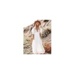 Femmes sexy bikini cover - ups longue tunique robe de plage, blanc