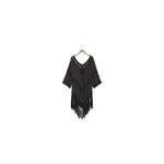 Femmes sexy col v tassel hollow backless blouse beachwear, noir