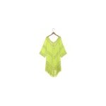 Femmes sexy col v tassel hollow backless blouse beachwear, vert fluorescent