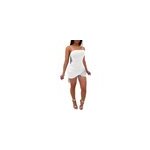 Femmes sexy couleur solide irrgulire tassel hem straps robes, blanc / m