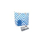 Grand sac de pique - nique portable à rayures avec compartiment isolé caché, bleu 2 Grand sac de pique - nique portable à rayures avec compartiment isolé caché, bleu 2
