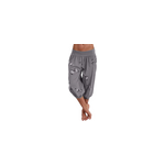 Ladies summer fashion loose trousers elastic butterfly print women high waist harem pants, gris / m