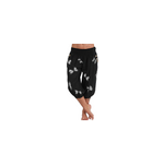Ladies summer fashion loose trousers elastic butterfly print women high waist harem pants, noir / m