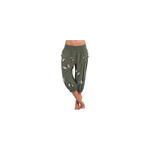 Ladies summer fashion loose trousers elastic butterfly print women high waist harem pants, vert / m