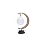Lampe de nuit usb en fer forg avec cordon en chanvre fait main star moon, boule / blanc chaud