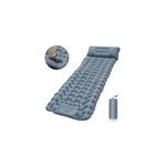 Matelas de voyage gonflable pour camping, oreiller de repos et pompe pour l'ext�rieur, gris