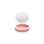 Miroir de beaut� et de maquillage avec led bo�te de rangement compacte pliable 2 - en - 1, rose