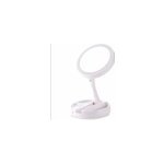 Miroir de maquillage pliable  21 led, double face, grossissement 10x, blanc