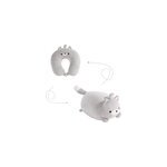 Oreiller de cou dformable 2 en 1 en forme de u, avec dessin anim mignon,  double usage, chat gris