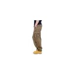 Pantalon dcontract  poches multiples et  taille lastique pour hommes, kaki / l