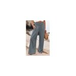 Pantalon long  jambes larges en coton avec poches pour femmes, gris / m