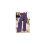 Pantalon long  jambes larges en coton avec poches pour femmes, violet / m