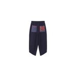 Pantalon sarouel ample en lin  taille lastique avec pissures ethniques pour femmes, bleu / m