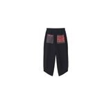 Pantalon sarouel ample en lin  taille lastique avec pissures ethniques pour femmes, noir / m