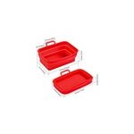 Plaque de cuisson en silicone rectangle pliable pour friteuse  air pot en silicone avec poigne, rouge ...