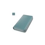 Portefeuille de carte de crdit unisexe  fermeture clair rfid en cuir grande capacit, bleu clair