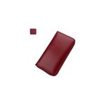 Portefeuille de carte de cr�dit unisexe � fermeture �clair rfid en cuir grande capacit�, rouge vin