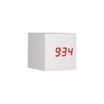R�veil led cube en bois avec contr�le vocal affichage heure / date / temp�rature, bois blanc