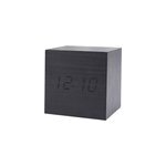 R�veil led cube en bois avec contr�le vocal affichage heure / date / temp�rature, bois noir