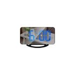 Rveil numrique  miroir  led avec mode de gradation ports usb doubles, coquille noire lumire bleue ...
