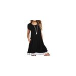 Robe ample  manches courtes avec poches et ourlet en dentelle pour femmes, noir / m