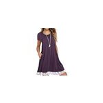 Robe ample � manches courtes avec poches et ourlet en dentelle pour femmes, violet / m