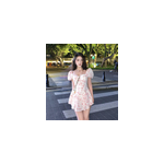 Robe bodycon slim  manches courtes et  motifs floraux pour femmes, s