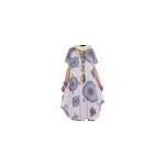 Robe boho loose  manches courtes et imprim de pois irrguliers pour femmes, blanc / m