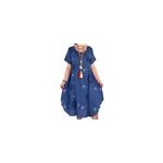 Robe boho loose � manches courtes et imprim� de pois irr�guliers pour femmes, bleu / m