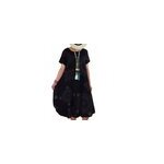 Robe boho loose � manches courtes et imprim� de pois irr�guliers pour femmes, noir / m