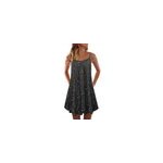 Robe  bretelles sans manches  imprim floral sexy d't pour femmes, noir / m