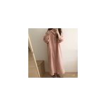 Robe chemise  manches longues en coton et lin pour femme, rose / m