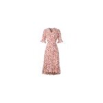 Robe col v en mousseline de soie  volants floraux et manches courtes pour femmes, rouge / m