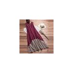 Robe dbardeur de bohme en coton et lin, sans manches, col en o, pour femmes, rouge / m